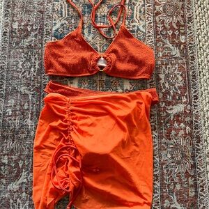 Orange Crochet Bikini Set